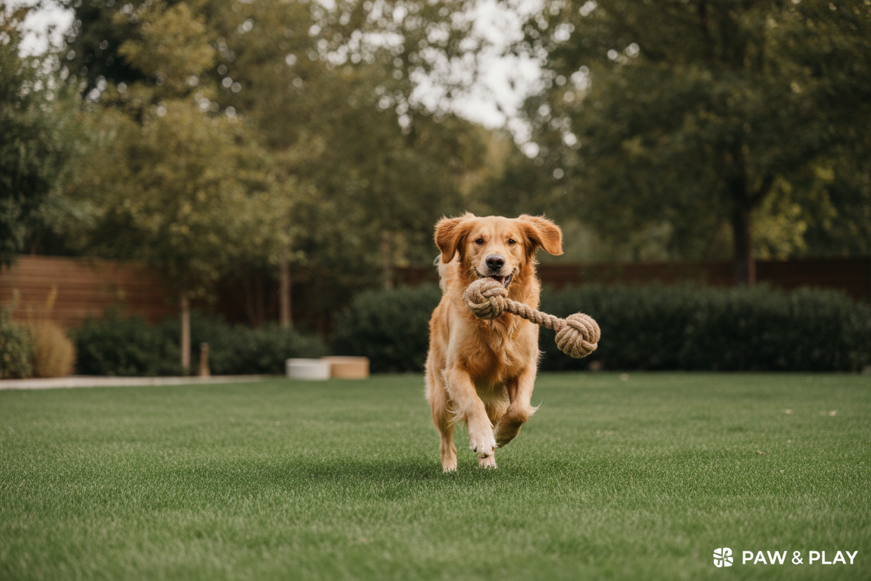 Dog playing with toy
