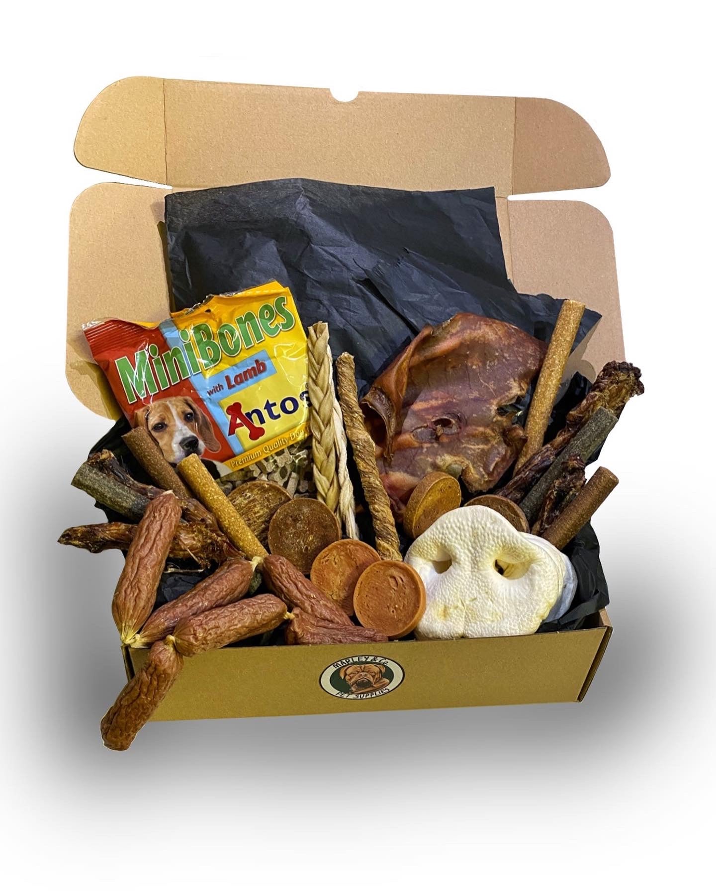 Festive Paws Delight: Christmas Dog Treat Box with Toy and Tasty Surprises!