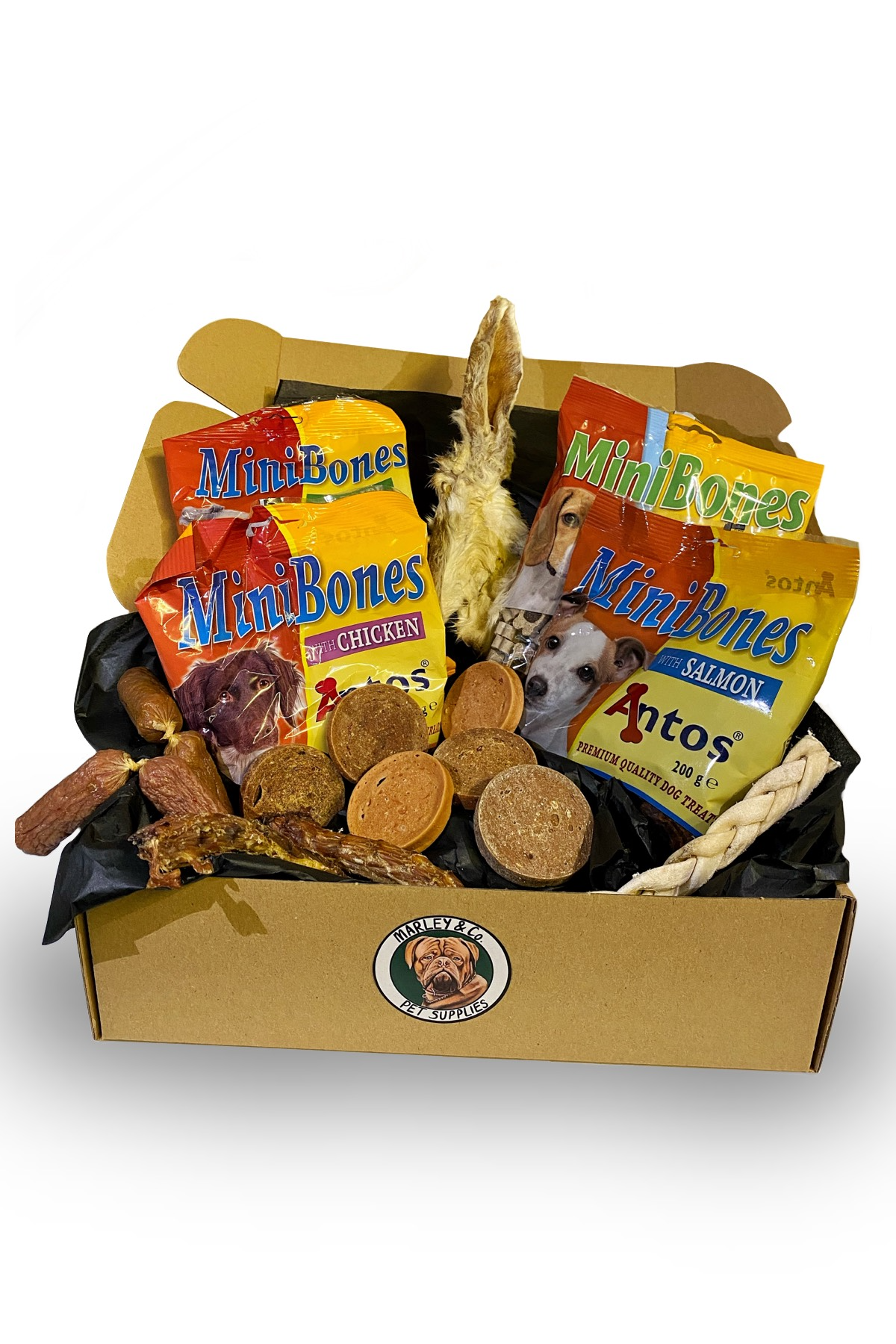 Festive Paws Delight: Christmas Dog Treat Box with Toy and Tasty Surprises!
